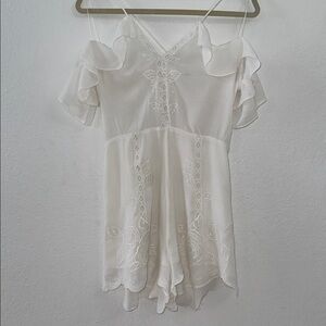 Lush White Floral Lace Romper